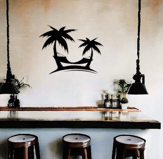 Palm Tree Hammock Metal Sign