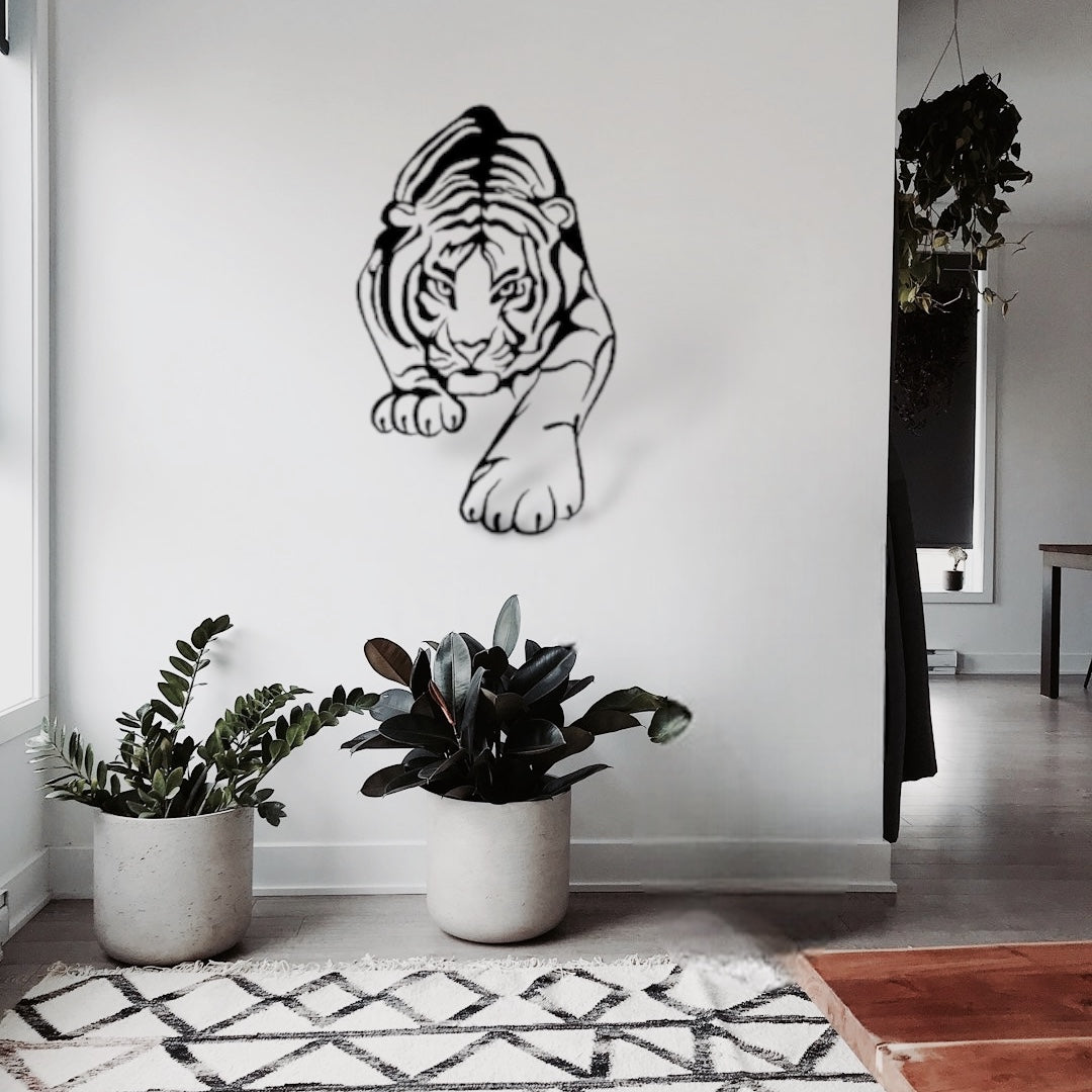 Hunting Tiger Metal Sign