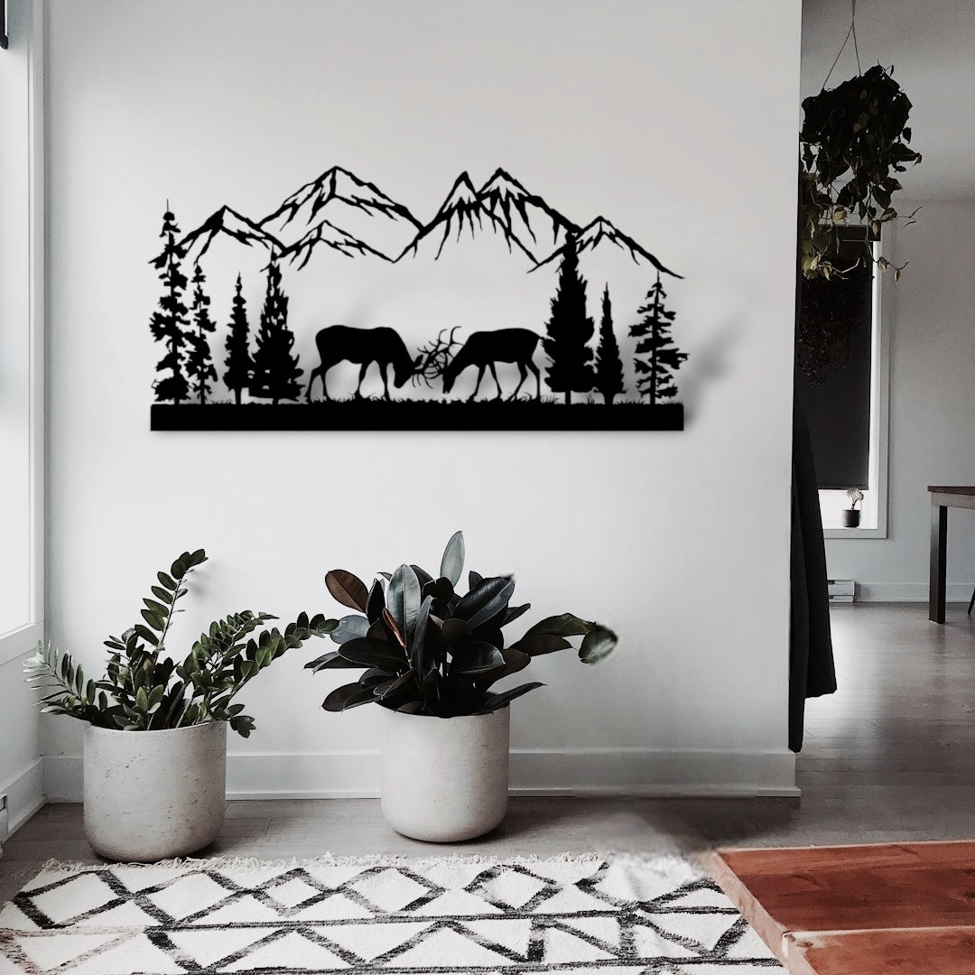 Deer Buck Mountains Metal Sign